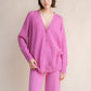 Cardigan lungo a coste in misto cashmere