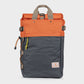 Zaino rolltop in poliestere riciclato arancione e grigio
