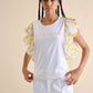 T-shirt con maniche plissettate e stampa “Sunkissed”