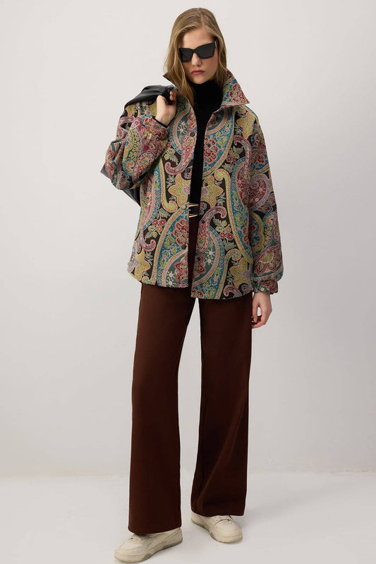 Giacca bomber fantasia paisley multicolor