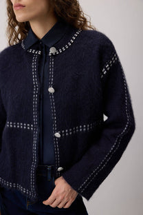 Cardigan Rashed a Contrasto