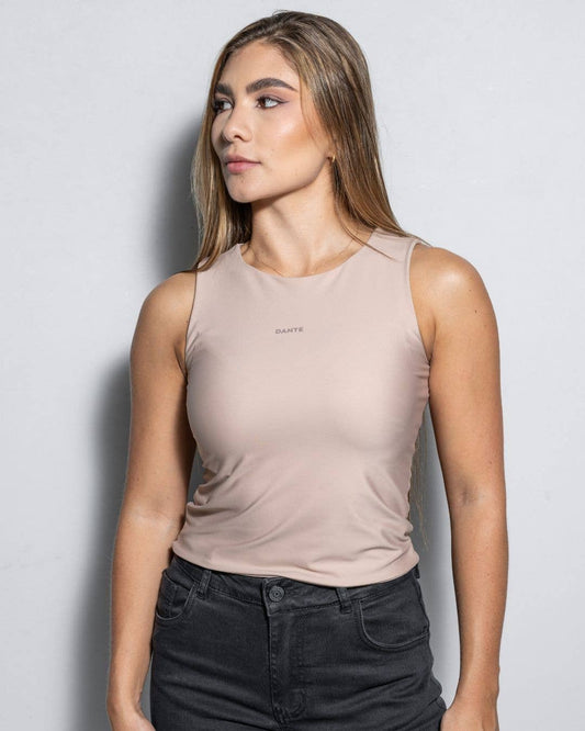 Top beige antimacchia in lycra