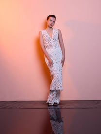 Abito midi in crochet traforato