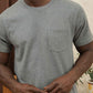 T-shirt riciclata con taschino grigio mélange