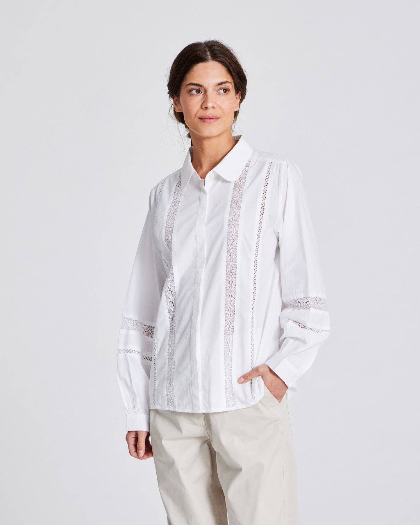 Camicia Hanne in popeline di cotone bianco