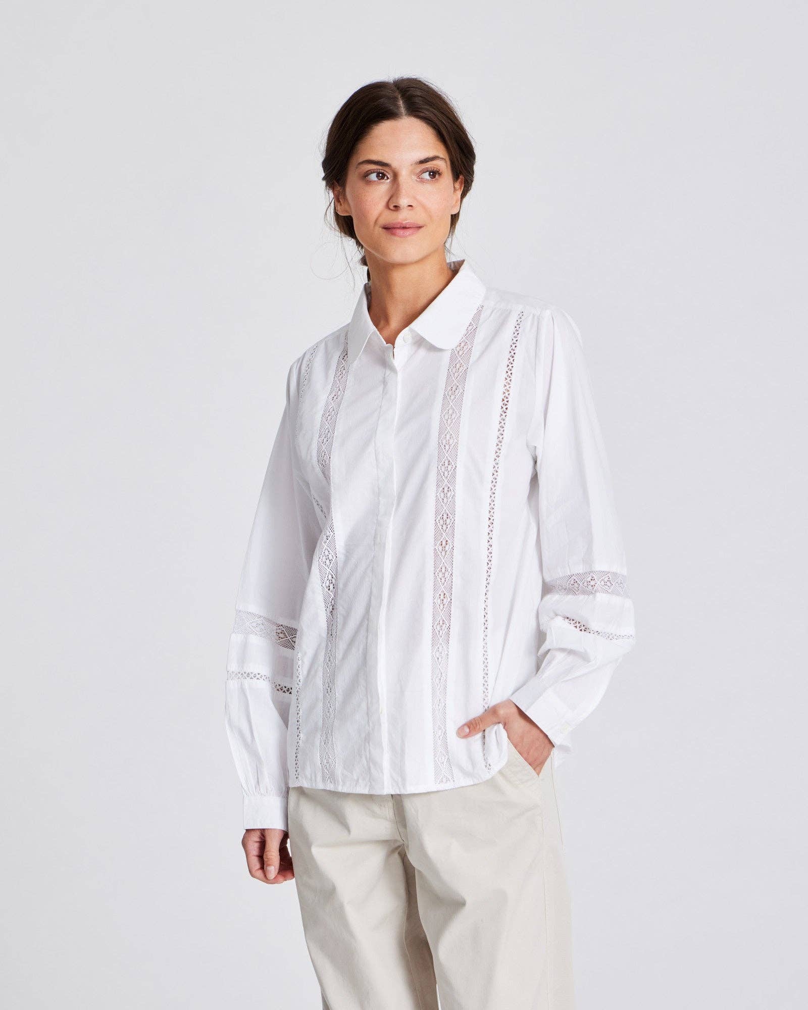 Camicia Hanne in popeline di cotone bianco