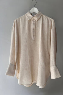 Tunica melange beige con colletto a camicia