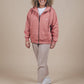 Felpa oversize con cappuccio e zip in cotone biologico rosa