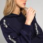Felpa con cappuccio blu navy con strass