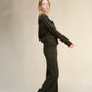 Pantaloni a gamba larga in misto cashmere tinta unita