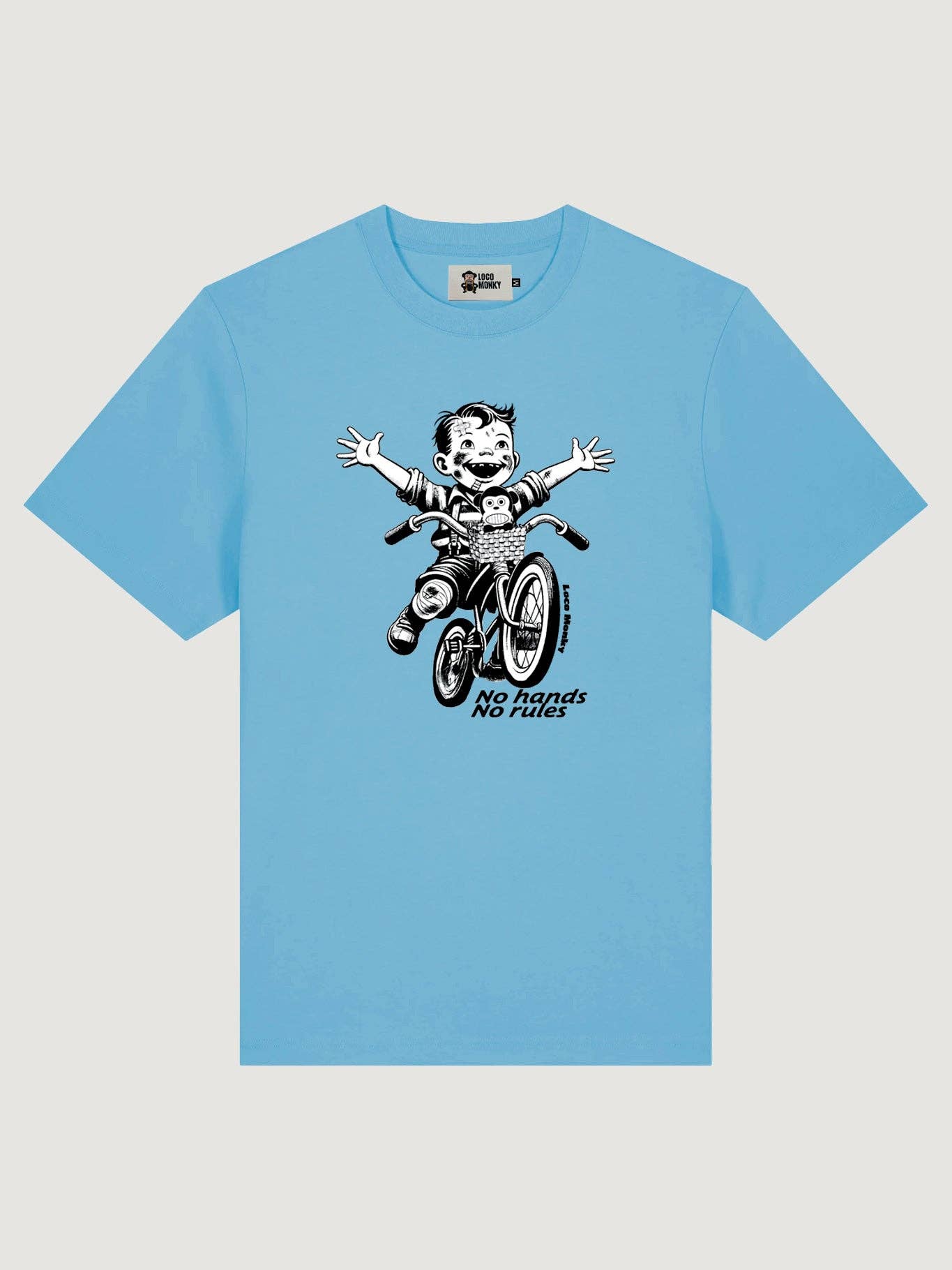 T-shirt Streetwear "No Rules" in Blu Cielo
