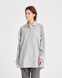Camicia lunga a righe in popeline di cotone biologico