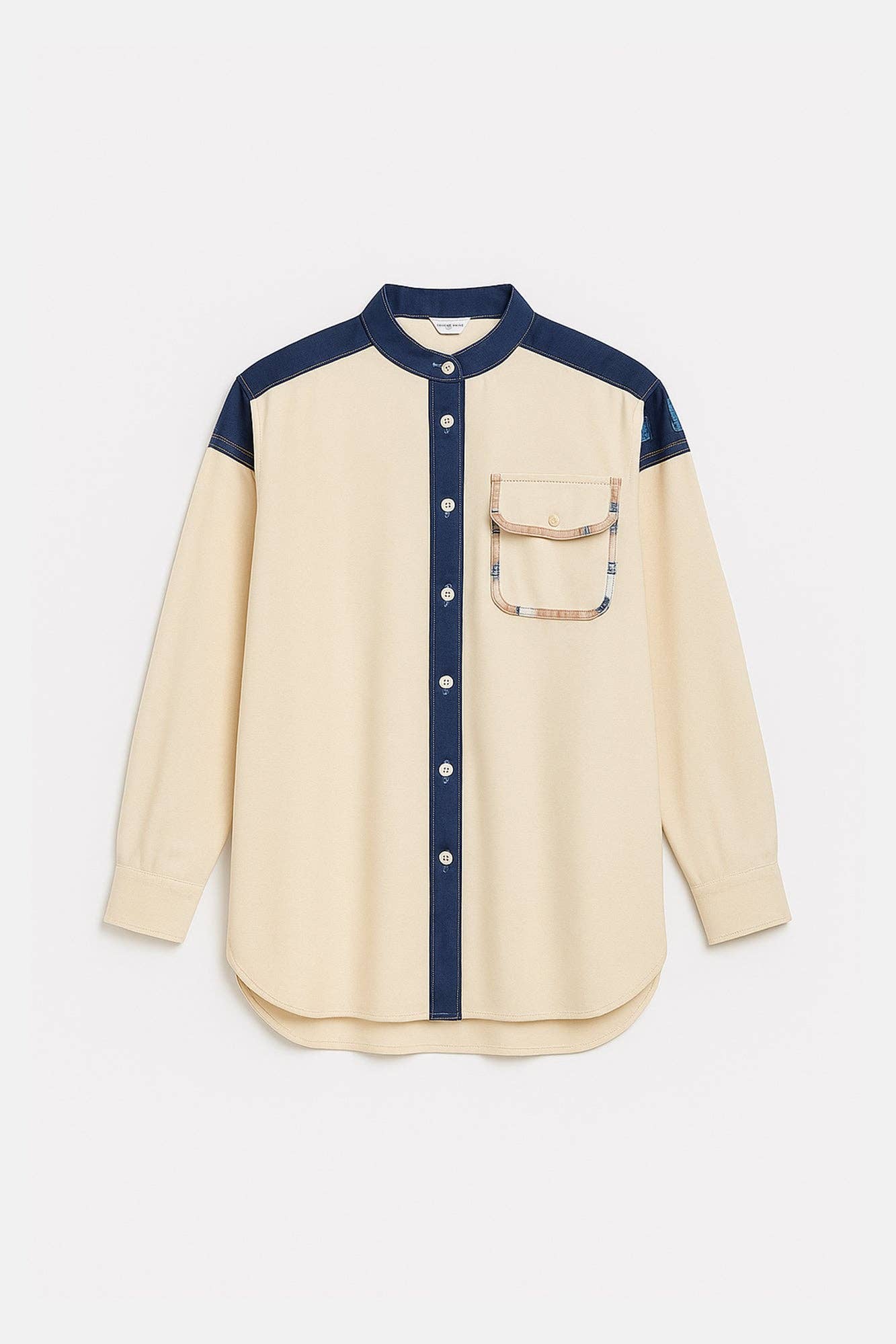 Camicia a contrasto in misto lino