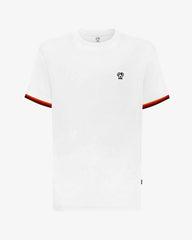 T-shirt uomo antimacchia bianca con bordi arancioni