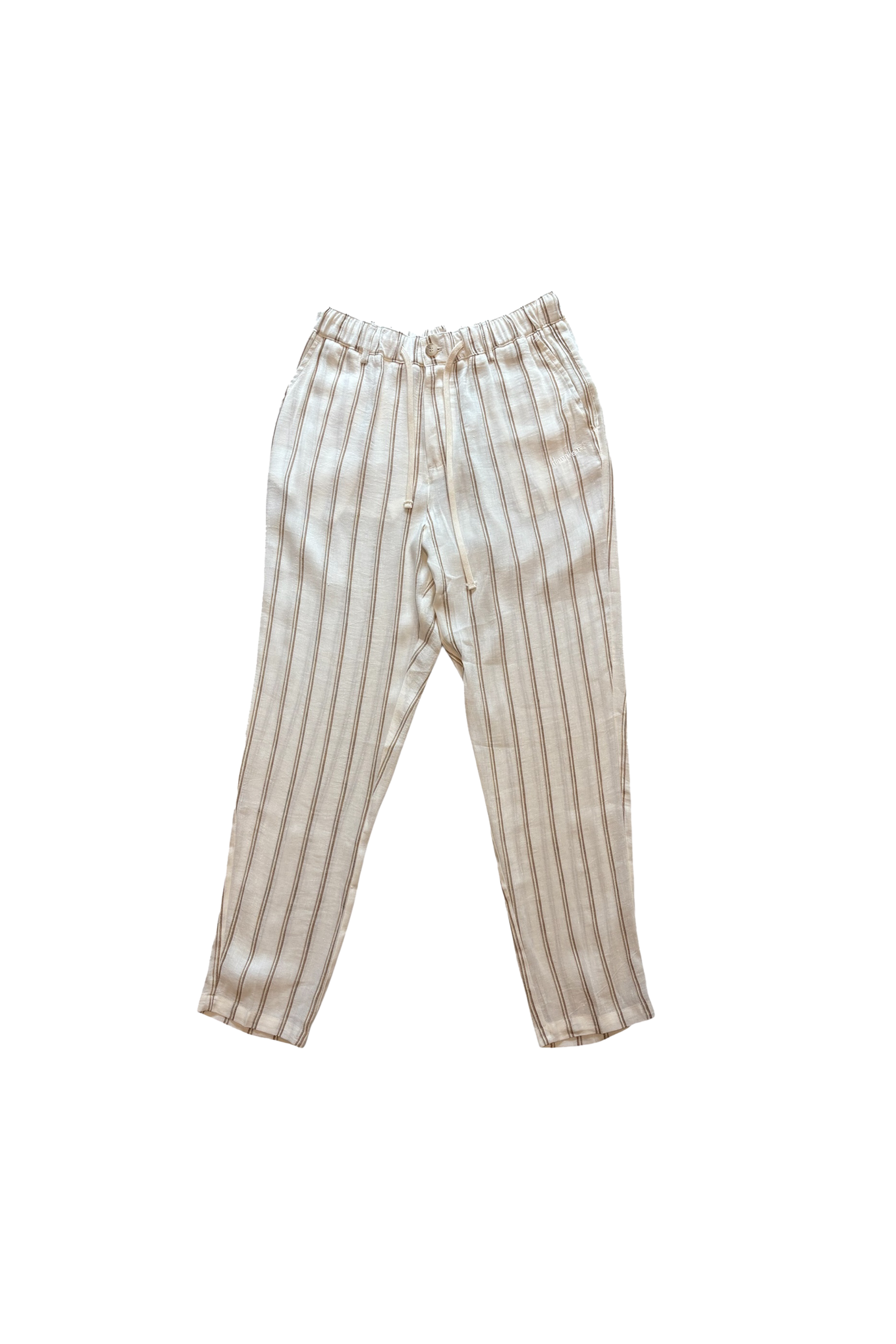 Pantaloni in lino a righe con coulisse