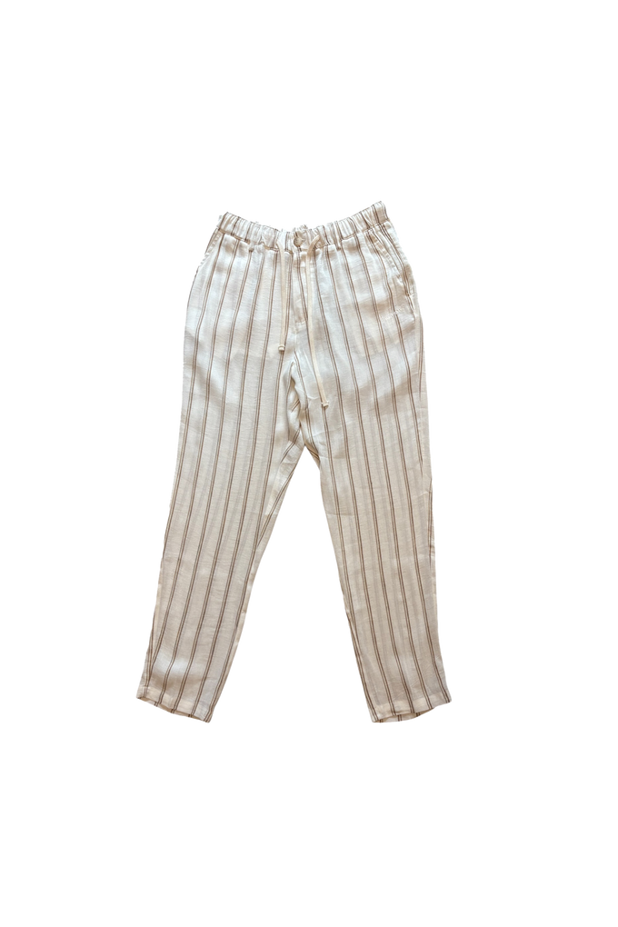 Pantaloni in lino a righe con coulisse