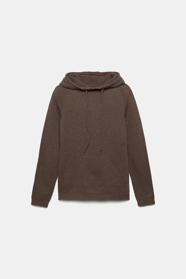 Maglione in lana con cappuccio e coulisse
