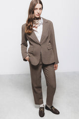 Blazer pied de poule con chiusura a bottone