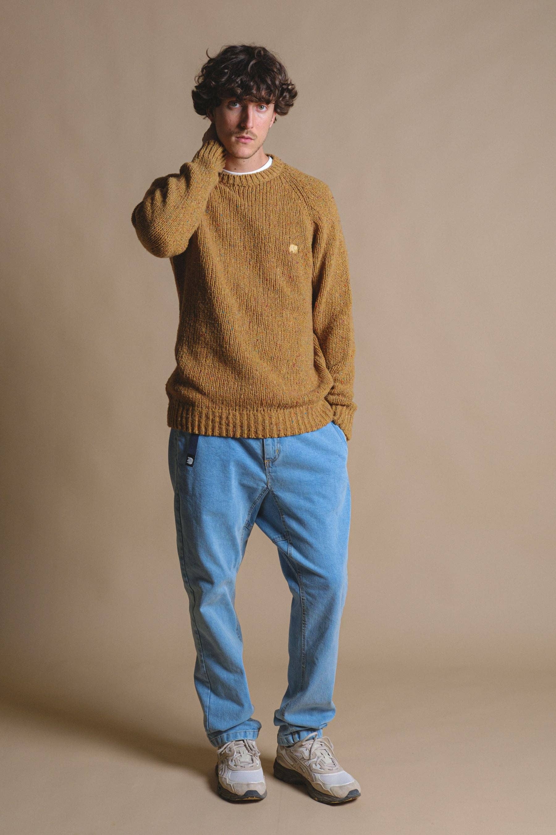 Maglione uomo in maglia color Dijon