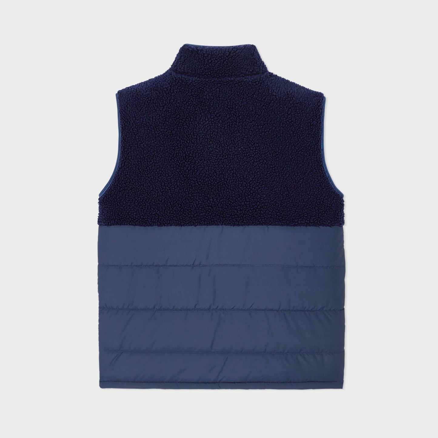 Gilet sherpa smanicato bicolore blu navy