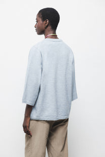 Cardigan in maglia rasata con maniche 3/4