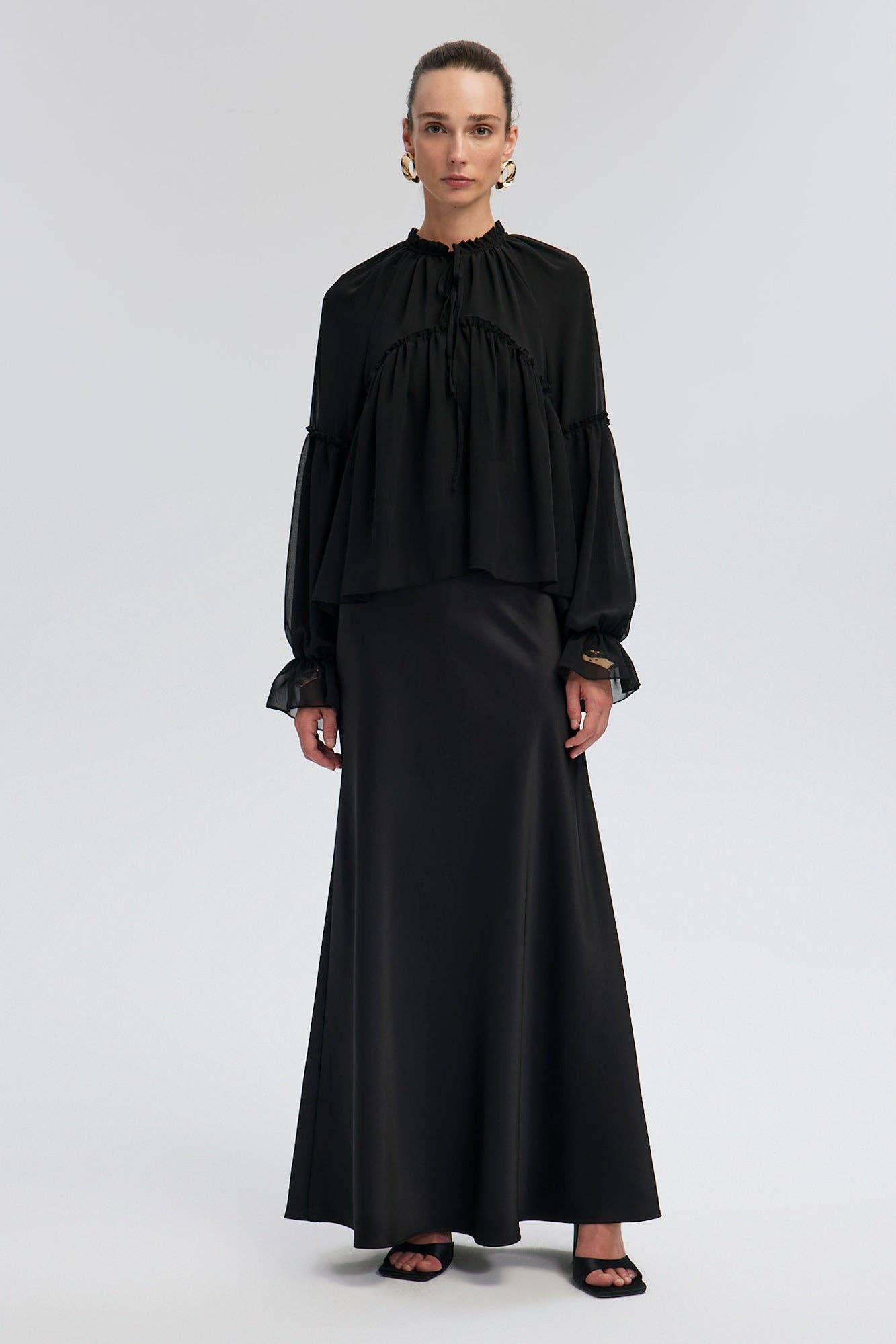 Camicetta in chiffon con balze