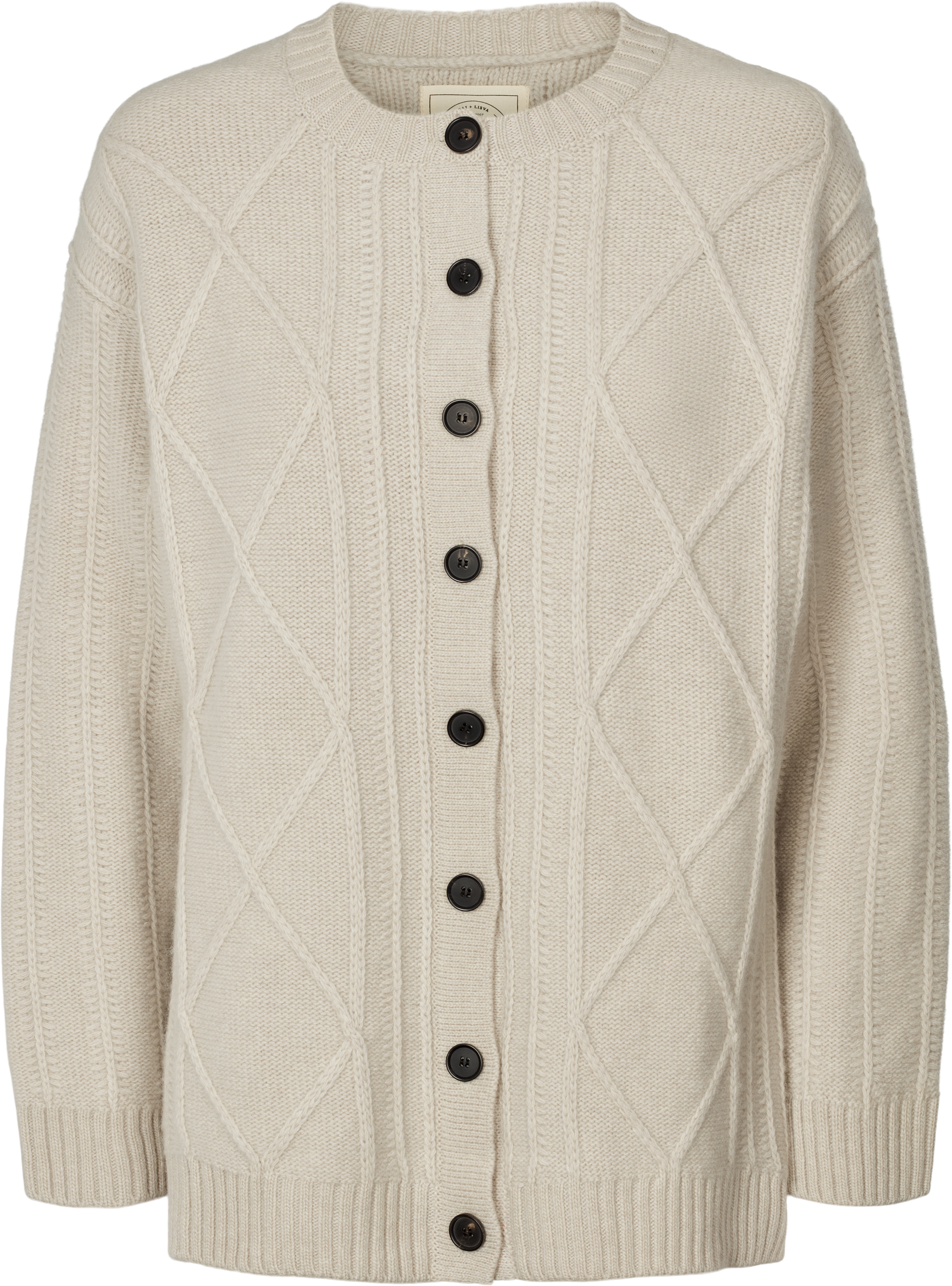 Cardigan Clara in lana d’agnello biologica color Fossil