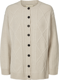 Cardigan Clara in lana d’agnello biologica color Fossil