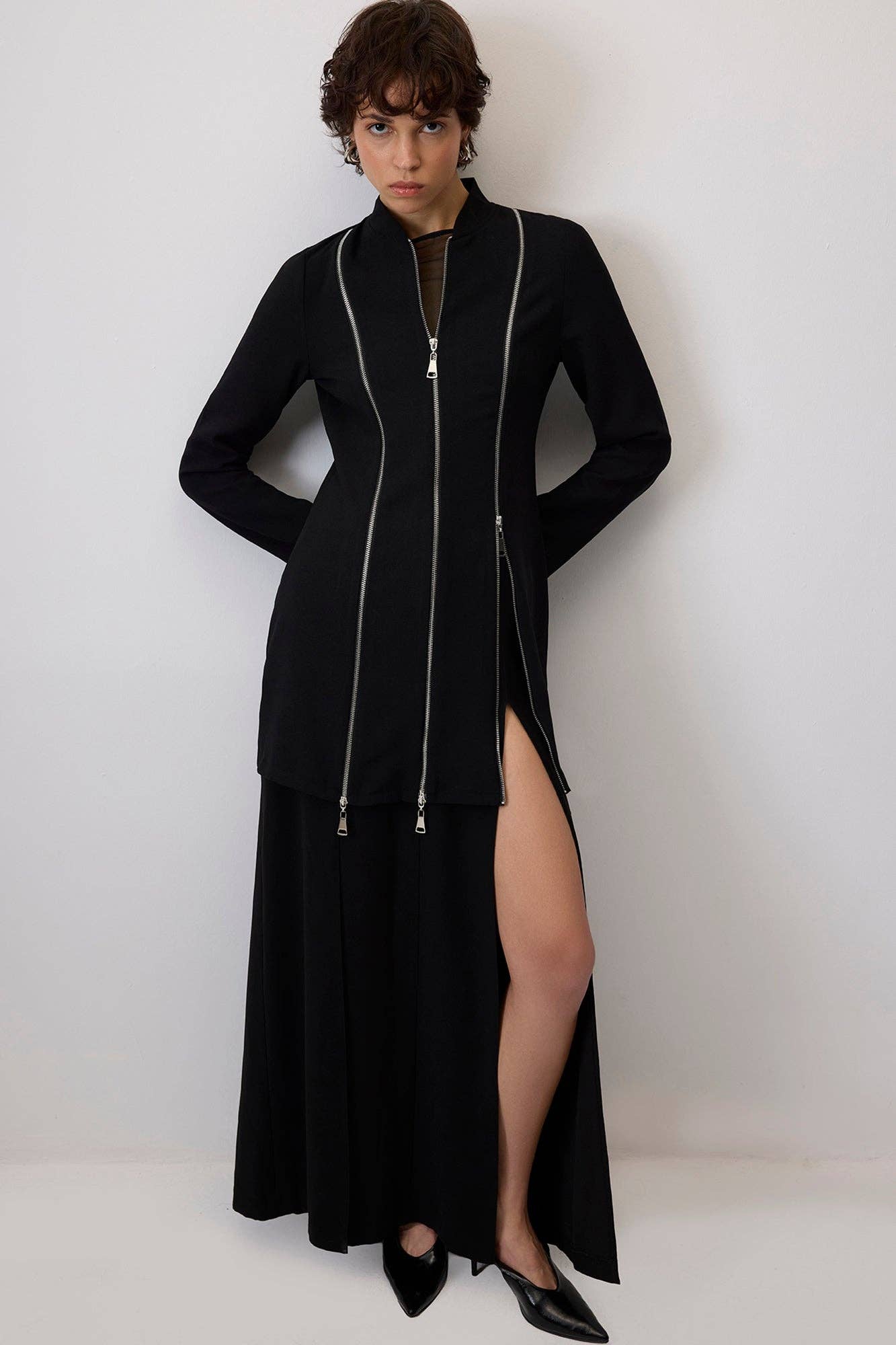 Giacca in crepe con zip da donna