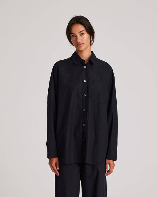 Camicia Astrid in popeline di cotone biologico nera