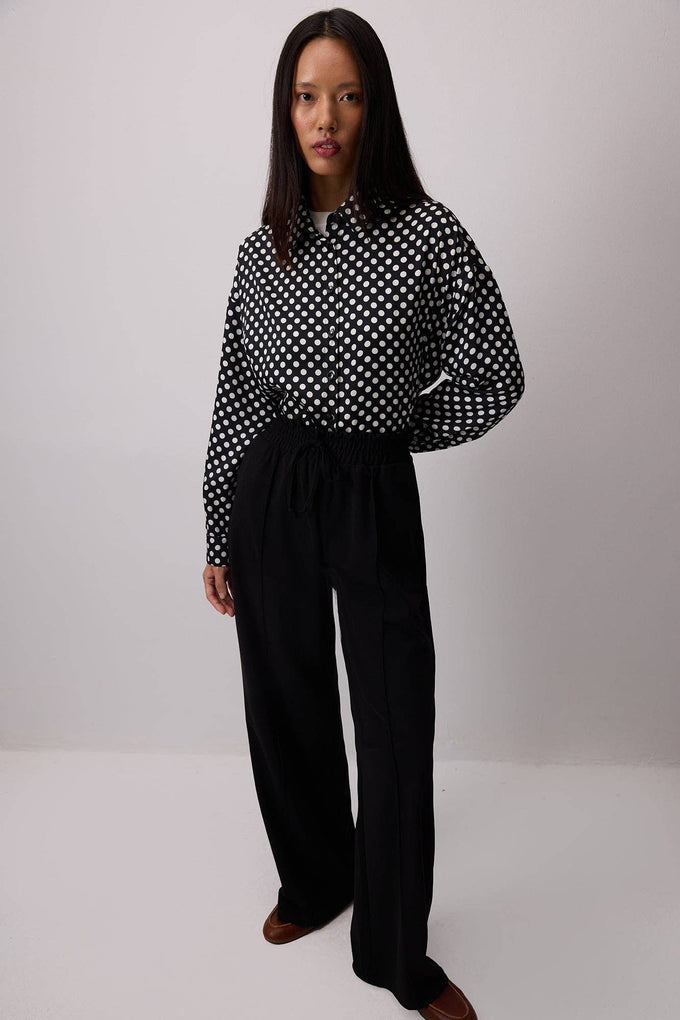 Pantaloni a coste con vita elastica