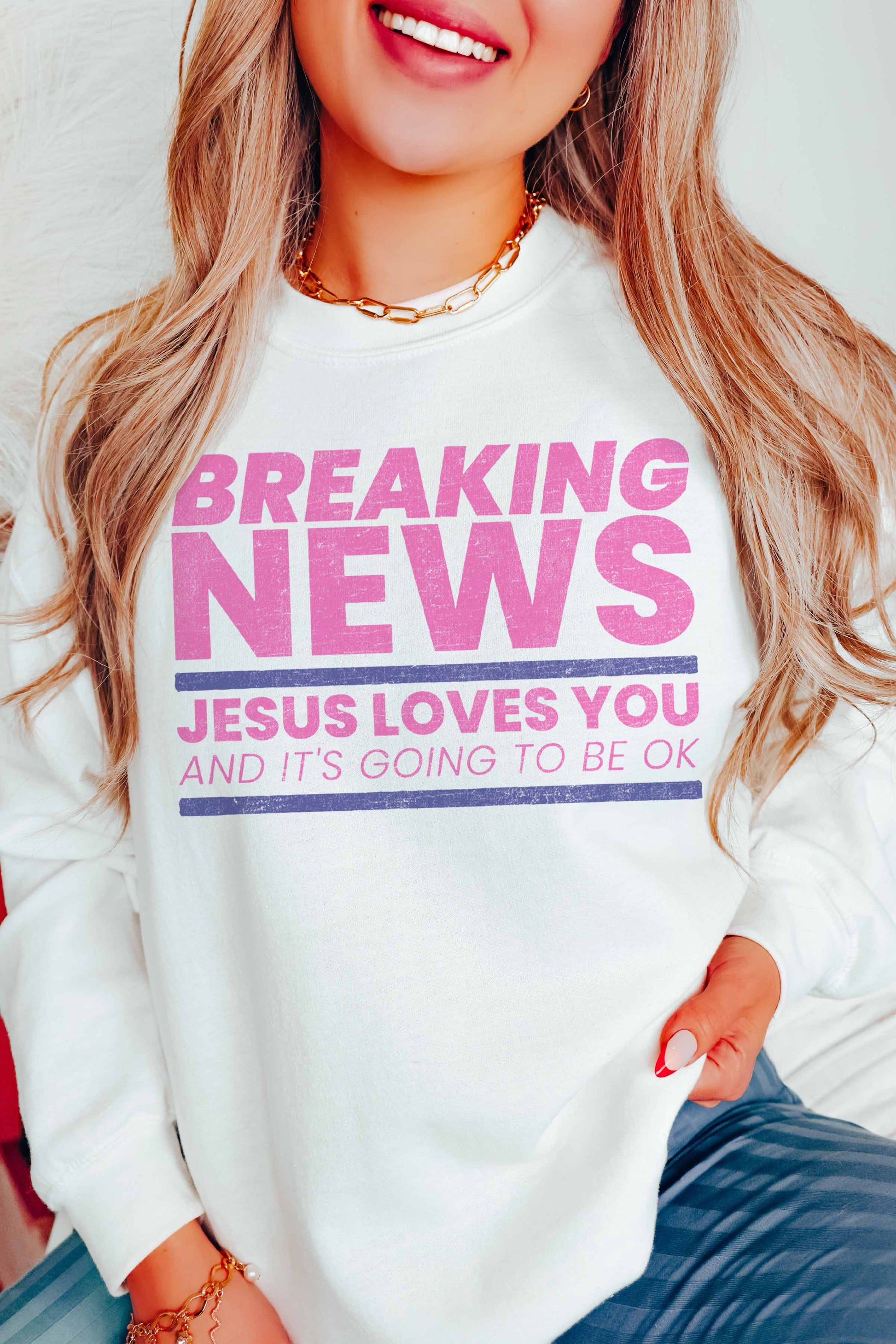 Felpa Oversize Grafica Breaking News