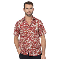 Camicia estiva a manica corta in voile di cotone con stampa floreale