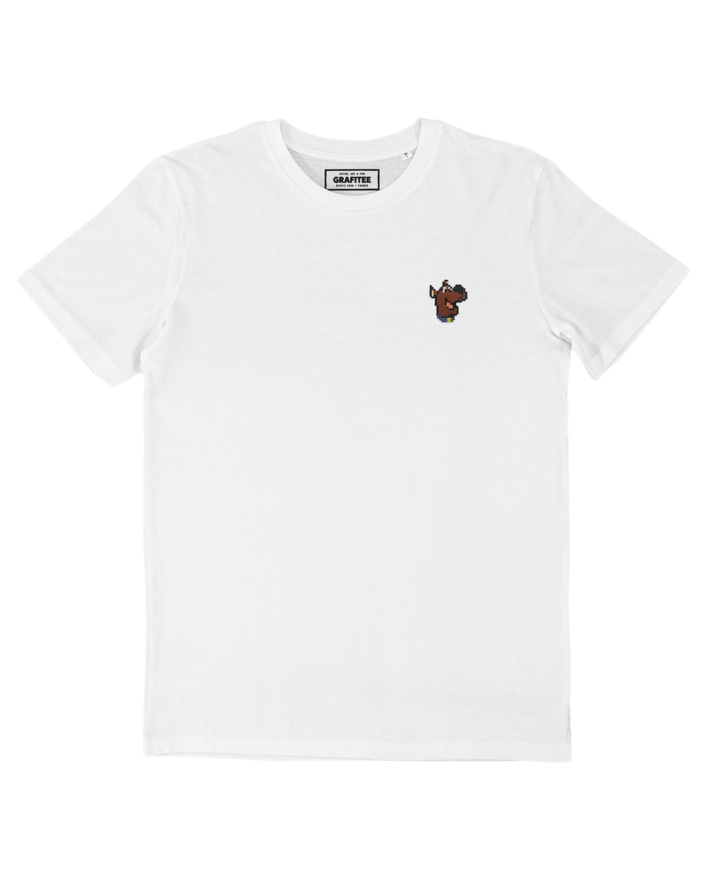 T-shirt bianca Scooby-Doo ricamata in cotone biologico