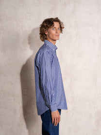 Camicia uomo a righe in cotone con colletto button-down