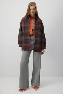 Giacca bomber con colletto a camicia a quadri