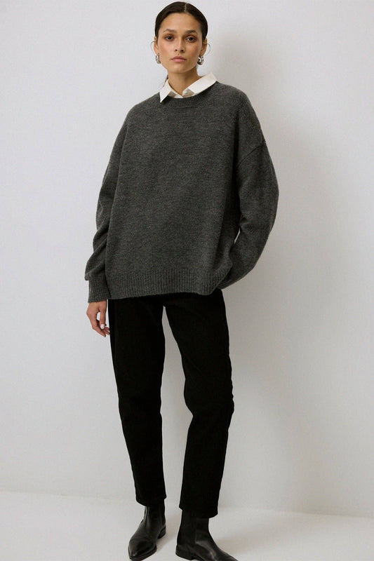 Maglione oversize tinta unita grigio