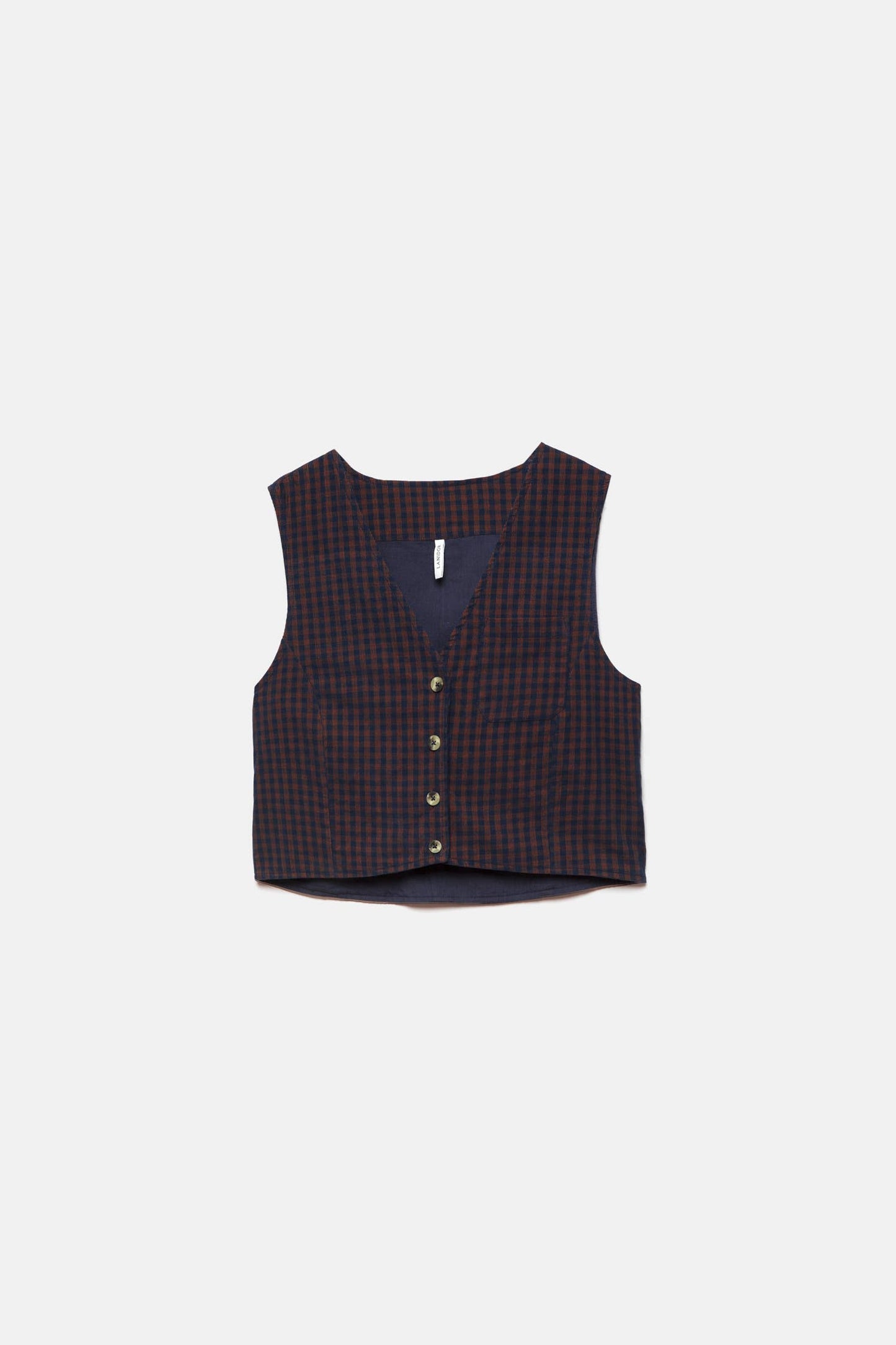 Gilet a quadri con scollo a V