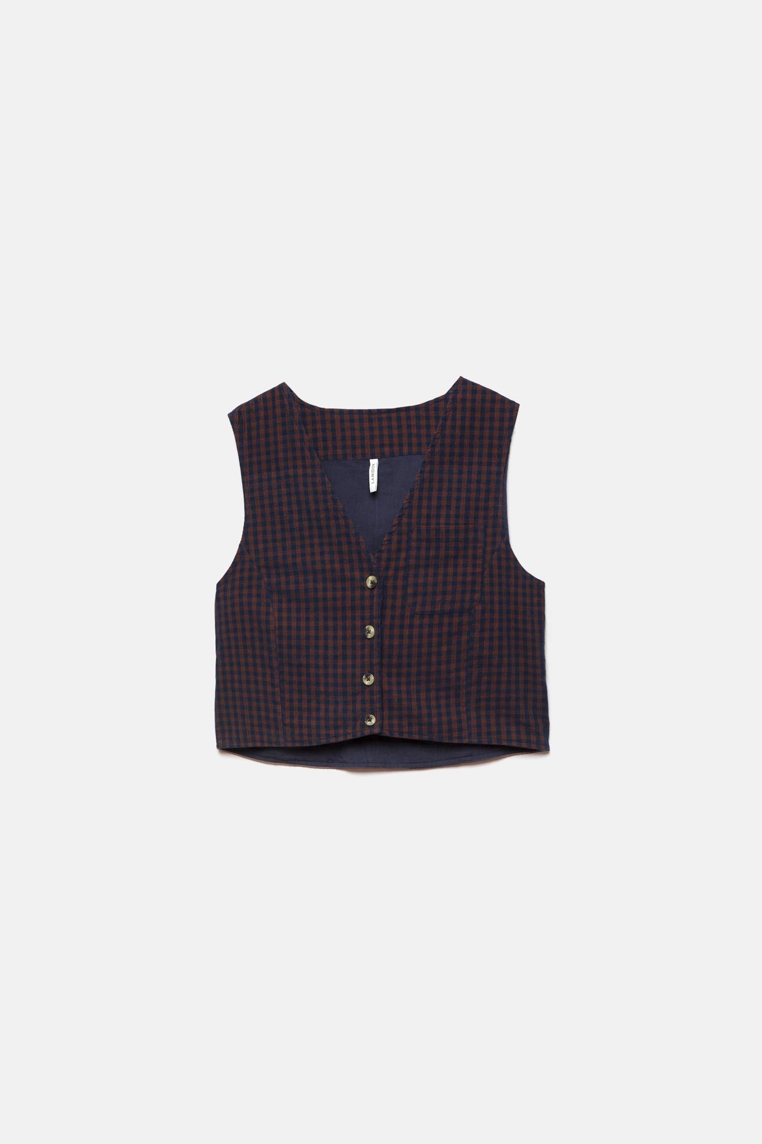 Gilet a quadri con scollo a V