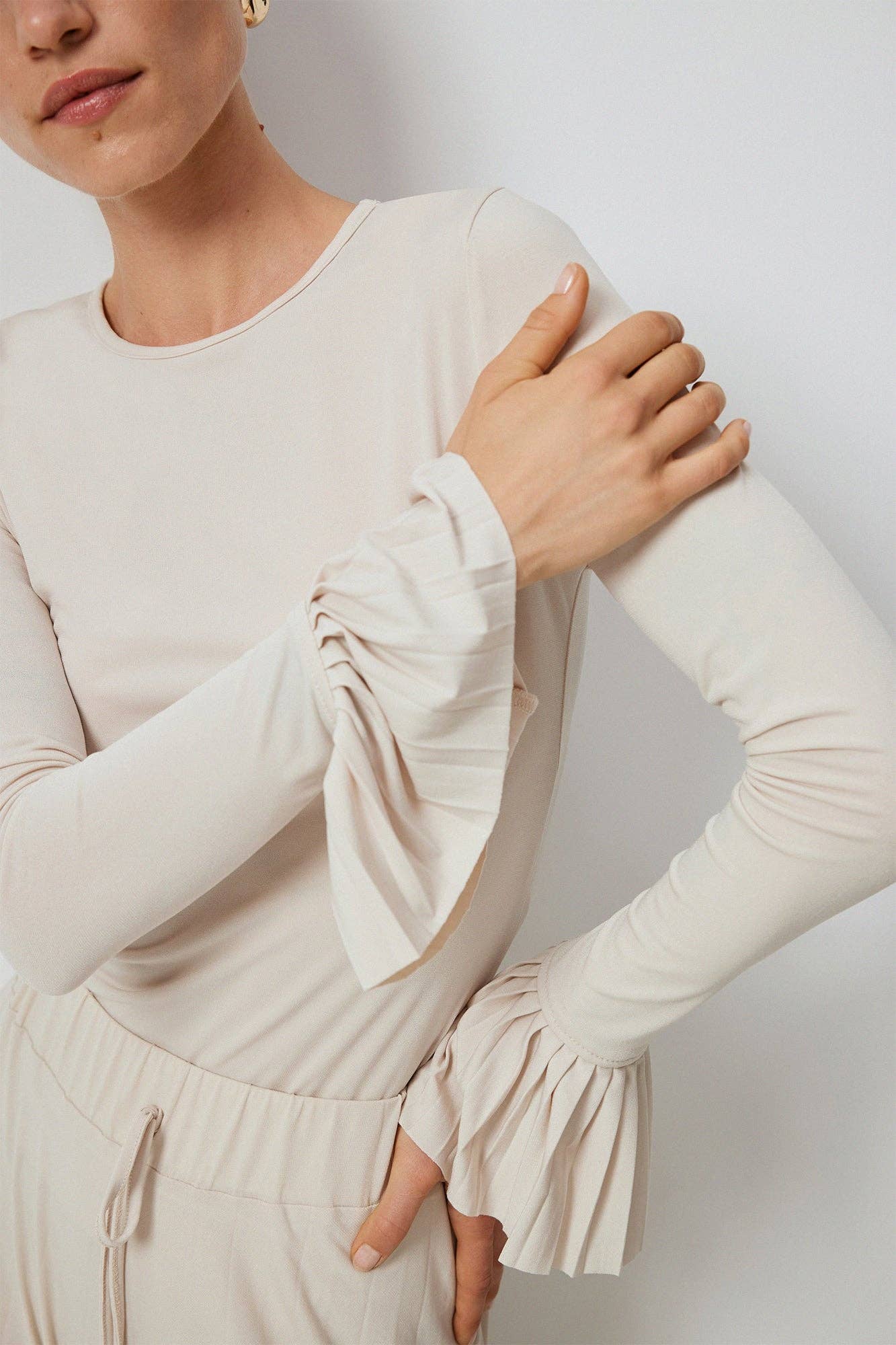 Body plissettato beige