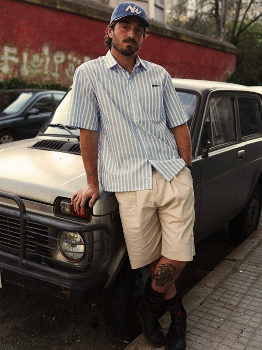 Camicia vintage a righe a maniche corte