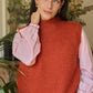 Maglione smanicato in maglia a collo alto da donna