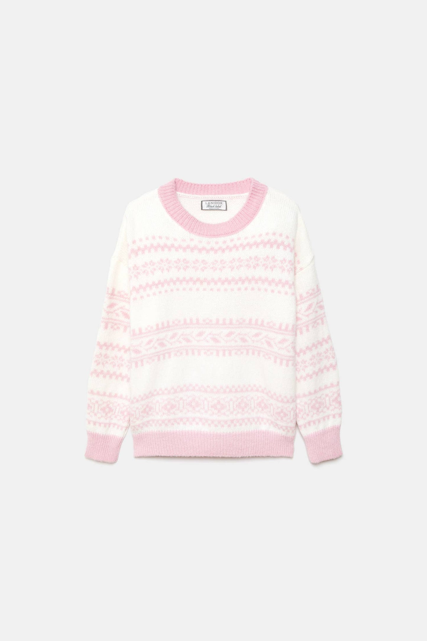 Maglione jacquard bicolor girocollo