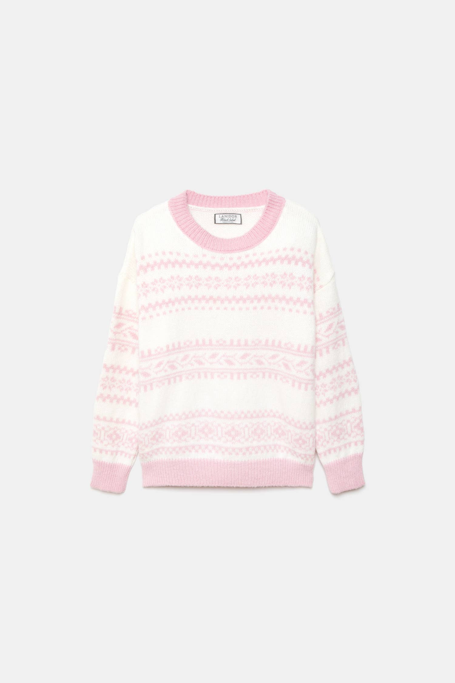 Maglione jacquard bicolor girocollo