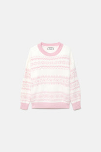 Maglione jacquard bicolor girocollo
