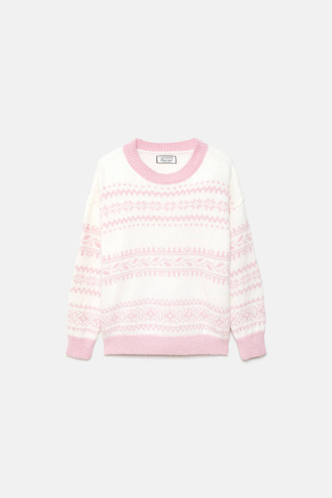 Maglione jacquard bicolor girocollo