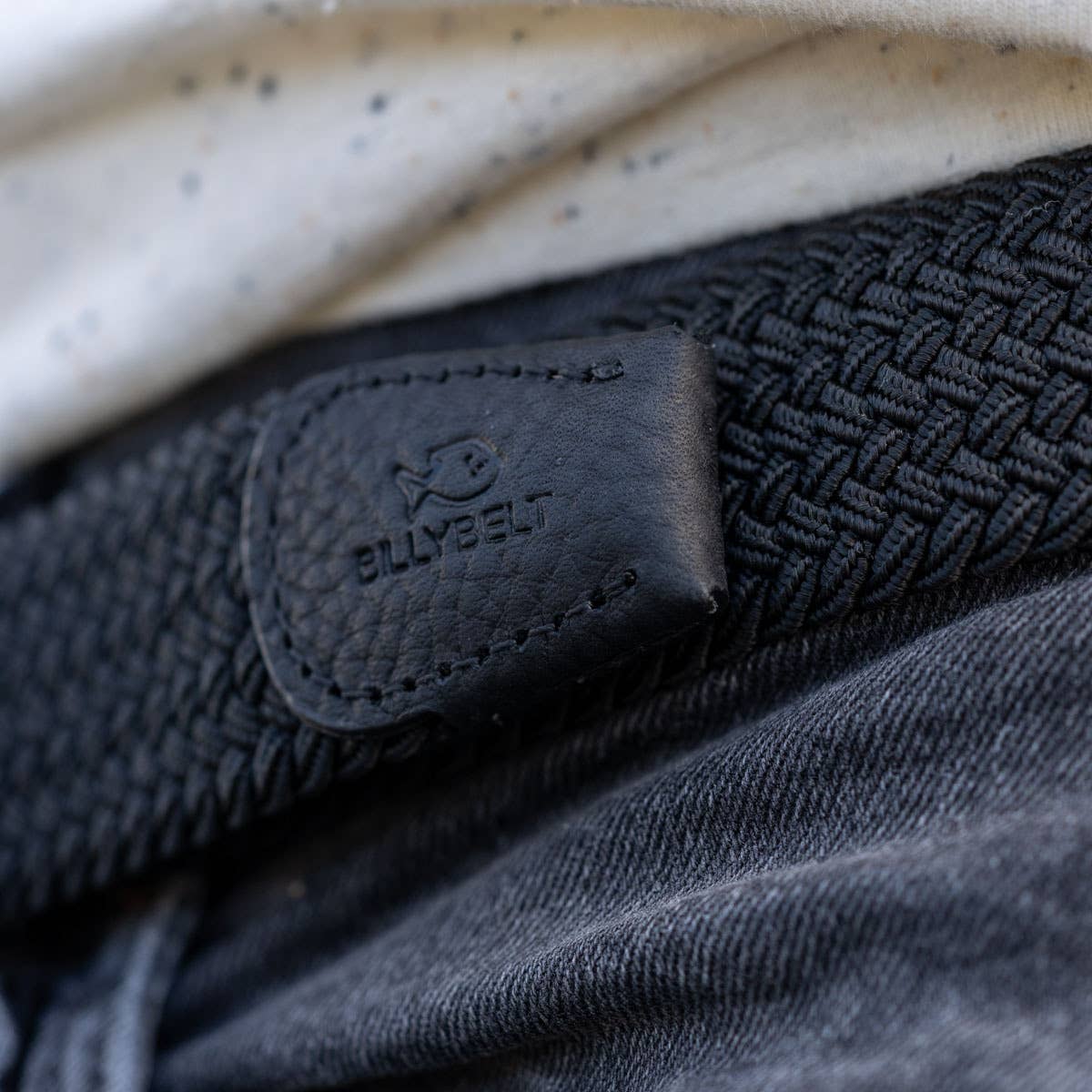 Cintura elastica intrecciata nera regolabile
