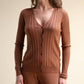 Cardigan a coste con bottoni in maglia 3D