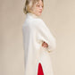 Maglione dolcevita oversize a coste in misto cashmere con spacchi laterali