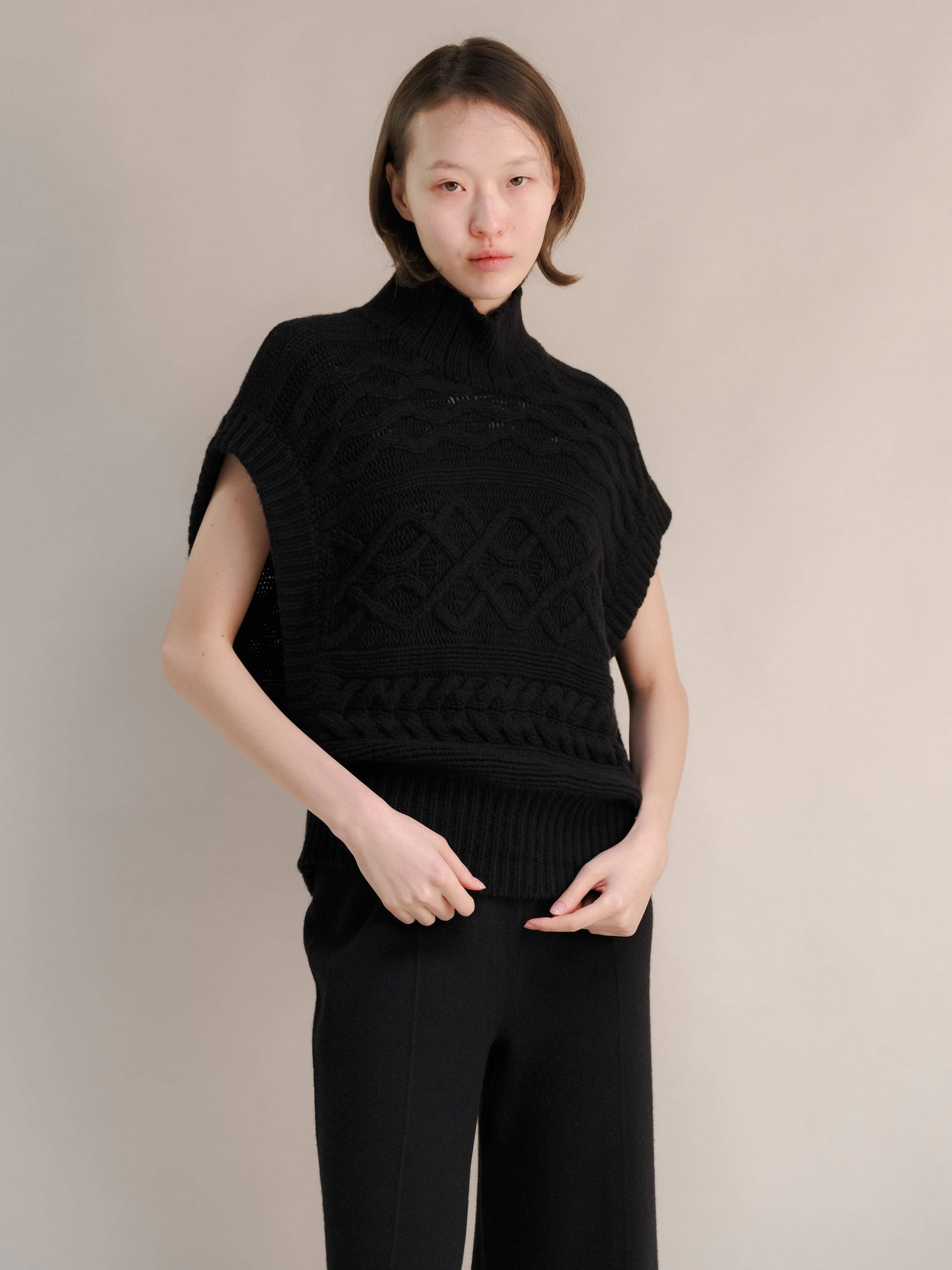 Tunica maxi a trecce in misto cashmere